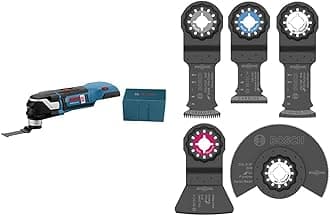 18-Volt EC Brushless StarlockPlus Oscillating Multi-Tool Bare Tool GOP18V-28N with BOSCH OSL005C Five-Piece Starlock Oscillating Multi Tool Accessory Set with Case