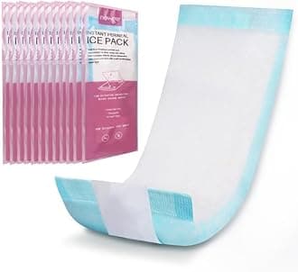 NEWGO Disposable Instant Perineal Cold Packs for Postpartum, 12 Pcs, 13.7" x 4.5", Postpartum Essentials Absorbent Pad, Pain Relief for Women After Delivery & Vaginal Discomfort