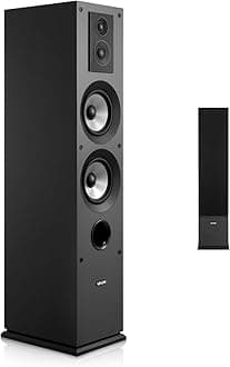 Passive Floorstanding Speaker, 3-Way, Floor-Standing Tower Speaker with 0.75 in & 1 in Tweeter, 5.25 in Woofers, 145W Peak, 70Hz–20kHz Frequency Response, MDF Enclosure, for Home Audio, Single