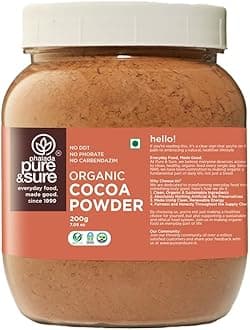 - Pure & Sure Organic Cocoa Powder 200G | 100% Pure & Natural with 18.7g Protein| Unsweetened & Dark Flavor | Ideal for Cake, Baking, Hot Chocolate, Milkshake & More
