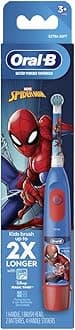 Oral-B Kid's Battery Toothbrush Featuring Marvel's Spiderman, Soft Bristles, Replaceable Brush Head, for Kids 3+
