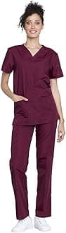 Cherokee Unisex Scrub Set for Men & Women V-Neck Top & Drawstring Pant Medical Uniform 3 Pockets, Durable Easy Care - WW530C