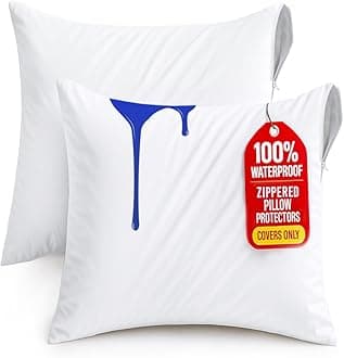 Utopia Bedding Waterproof Zippered Pillow Protectors (White, Pack of 2 | 51 x 51 cm)