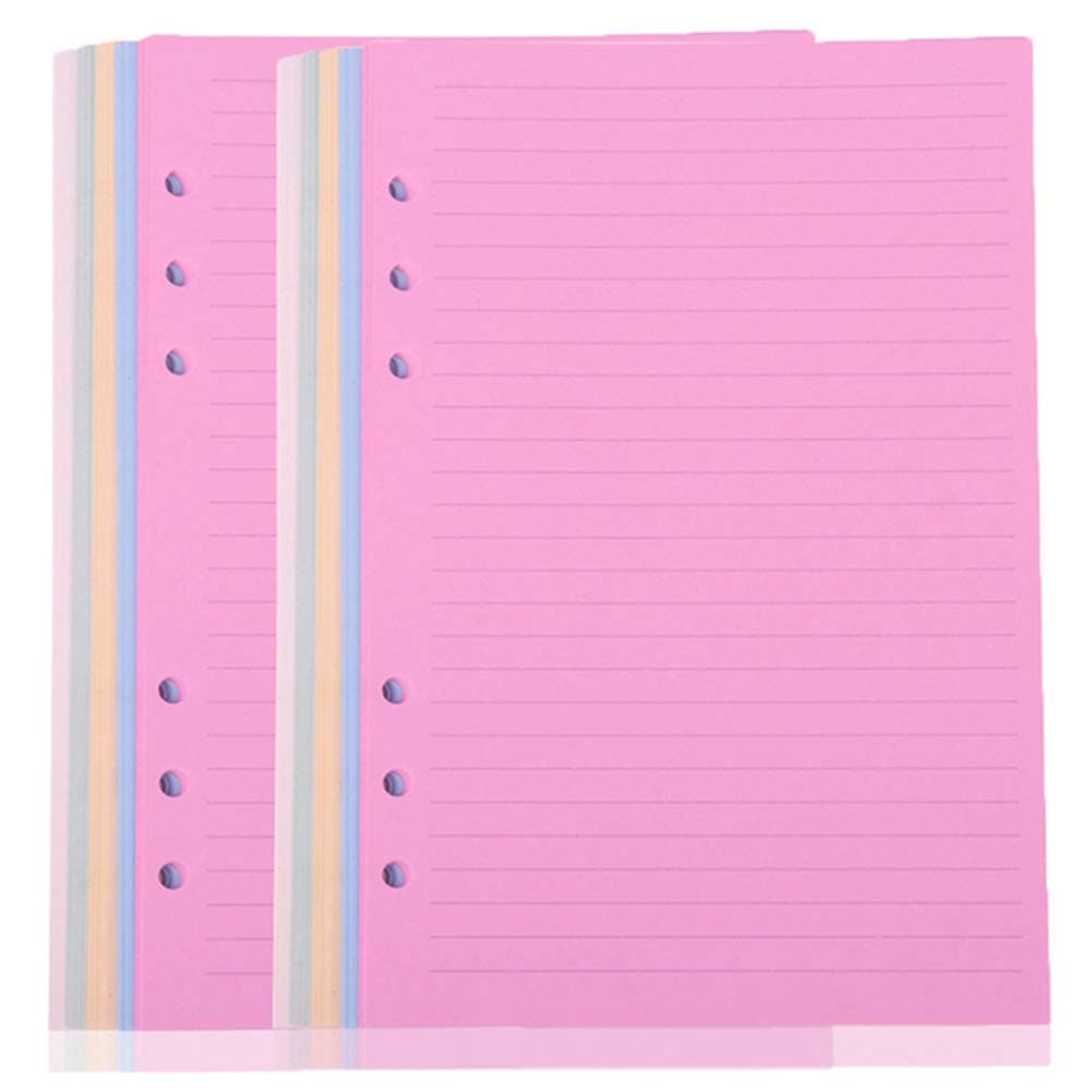 rainday A5 Replacement Paper Loose-Leaf Inner Page Inner Coremultiple Colour, 100 Sheets 200 Pages 6-Hole Notebook, Filled with Inner Liner Paper, 14.2 * 21cm