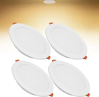 24W LED Recessed Ceiling Spotlights, 3000K Warm White Ultra Slim Panel Light, Cut Φ190-210mm, AC110-240V Round Downlights for Living Room Office, 4 Pack