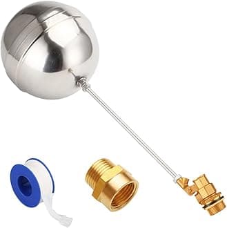 Float Ball Valve DN15 1/2" Male Thread Stainless Steel Floating Ball Brass Valve Automatic Switch for Stock Tank Pool Water Level Control