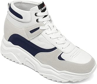 CHAMARIPA Men's 3.94 Inches Taller Elevator Shoes High Top Fashion Sneakers Height Increasing Casual Sports Shoes White