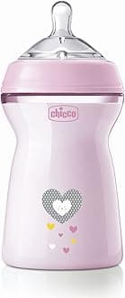 Natural Feeling 330ml Baby Milk Feeding Plastic Bottle with Wide Neck, Anti-Colic for Easy Milk Flow, for Babies & Toddlers 6m+ (Pink)