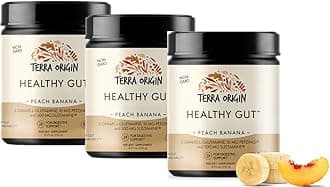 TERRA ORIGINHealthy Gut Powder Peach Banana- 90 Servings (Three, 30-Serving tubs). Supports intestinal Permeability, IBS, Bloating, Gas and Constipation*