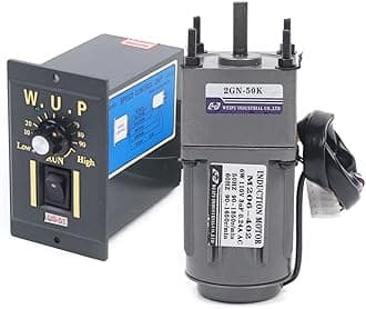 Eapmic 110V AC Gear Motor with Speed Controller, Variable Speed Gear Motor Single-Phase High Torque Adjustable Gear Reduction Motor 0-27RPM 6W 50K(Reduction Ratio 1:50)