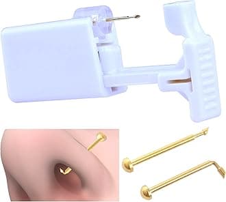 1PC Disposable Nose Piercing Gun Self Nose Piercing Kit Piercing Nose Rings Piercer Hypoallergenic 24K Real Gold Plated Nose Stud