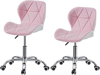 CLIPOP 2 PCS Office Swivel Chair Pink White Mixed Color Desk Chair with Castor Wheels and Adjustable Height PU Leather Computer Desk for Home Office Study Room Furniture (Pink + White)