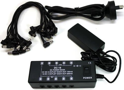 GUITAR EFFECTS FX MULTI POWER SUPPLY -6 x 9 VOLT & 4 x 18 VOLT - POWERS UP TO 10 PEDALS INCLUDES ALL CABLES