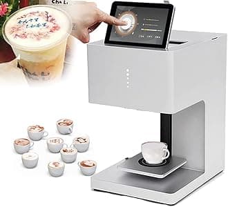 BLOSSS Food-grade Coffee Latte 3D Art Printer, Automatic Milk Digital Multi-Colored Inkjet Printer, DIY Decoration Maker, WIFI Photo Printing Touch screen display, for Dessert Tea Cake