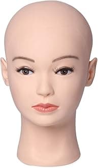HAIR WAY Bald Mannequin Head Female Professional Cosmetology Head Make up Doll Head for Wig Making, Displaying, Eyegl, Hair with T-pins