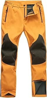 Gash Hao Mens Snow Ski Waterproof Softshell Snowboard Pants Outdoor Hiking Fleece Lined Zipper Bottom Leg