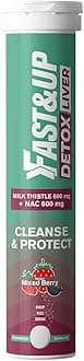 Fast&Up Liver Detox - Daily Liver Cleanser Drink | Milk Thistle + NAC | Helps Improve Digestion & Reduces Load on Liver - 20 Tablets - Mixed Berry Flavour