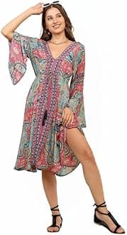 KE Kanha Exports Dress for Women, Beach Dress for Women, Latest Style, Dresses for Women, Summer Outfit, Unique Elastic Tassel Edge Design with Adjustable Drawstring and Flared