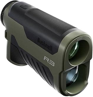 Bushnell R3 1200 Laser Rangefinder for Hunting and Shooting, 6x25mm, HD Optical System, EXO Barrier Lens Coating, IPX4 Waterproof, Simple One-Button Operation, Includes Vault Lite Rangefinder Pouch