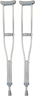 Stainless Steel Underarm Walking Crutches for Adults & Youth, 4 ft.9” - 5 ft.7”, Lightweight & Durable, Push-Pin Adjustment, Soft Comfortable Underarm Pad & Hand Grip, 250 lb Weight Capacity