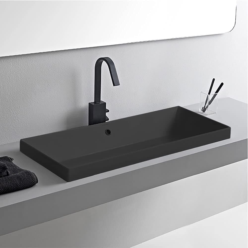 NameeksScarabeo 5132 Teorema 2 Rectangular Ceramic Drop In Sink - Matte Black