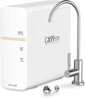 Frizzlife GX99 0.01μm Ultra Filtration Under Sink Water Filter System, Reduce 99.99% Lead, Chlorine, Bad Taste & Odor, with Brushed Nickel Dedicated Faucet, No Waste Water, No Power Required, USA Tech