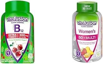 VitafusionExtra Strength Vitamin B12 Gummy Vitamins for Energy Metabolism Support Cherry Flavored 90 Count Women's 50+ Multivitamin Daily Support Supplement 60 Count