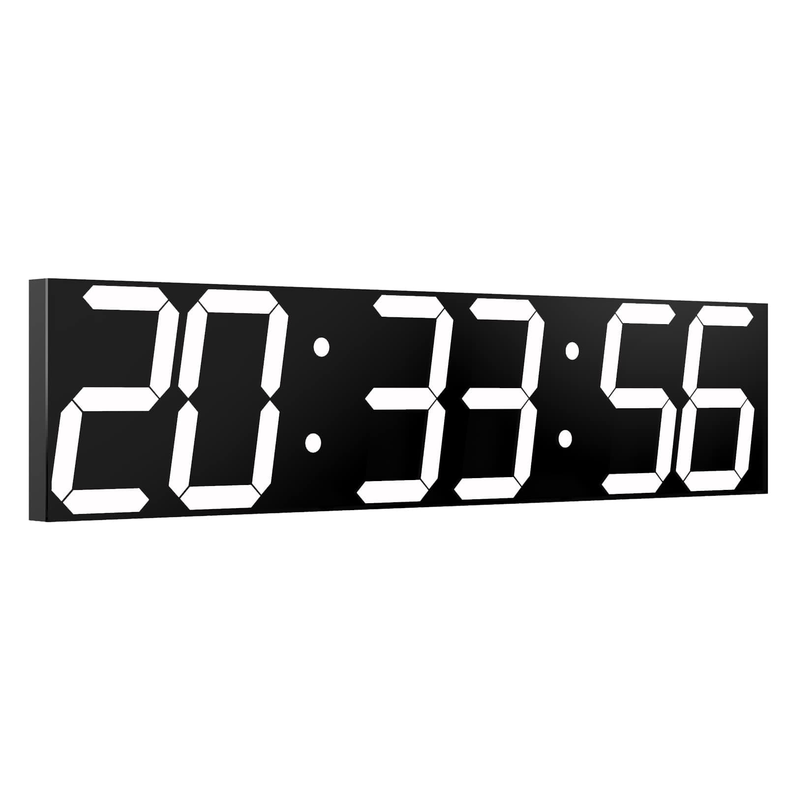 - Digital Wall Clock, Oversize Led Digital Clock with Auto Dimmer, Huge Countdown Timer with Remote Control, 27" Wide Led Display, 6 Digits, Wall Mount, Date and Temperature (White)