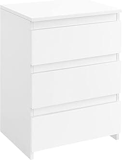 Nightstand with 3 Drawers, Wooden Bedside Table with Storage, Small Bedside Storage Cabinet Unit with Sturdy Base for Bedroom/Small Space, White