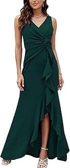 FQA Formal Evening Dresses for Women Elegant Evening Party Prom Dress Long Sexy V Neck Sleeveless Split Wrap