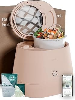Lomi 2 - Electric Kitchen Compost (45 Cycles), 3L, World's First Smart Waste™ Kitchen Composter, Turn Waste into Natural Fertilizer with a Single Button with Lomi Bloom, Indoor Compost Bin