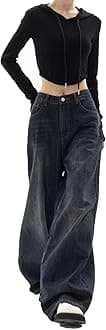 YELLOOP Y2k Jeans Y2k Pants for Women Y2k Baggy Jeans for Women Wide Leg Jeans Fall Fashion 2023 Pants