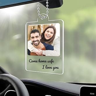 Personalised Photo Car Hanging Ornament,Custom Rear View Mirror Accessories with Photo&Song,Spotifty Acrylic Plaque Car Decorations Interior Gift for Boyfriend,Girlfriend
