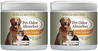 SMELLS BEGONE Air Freshener Pet Odor Absorber Gel - Made with Essential Oils - Absorbs and Eliminates Odor in Pet Areas, Bathrooms, Cars, & Boats - Citrus Scent - 15 Ounce - 2 Pack
