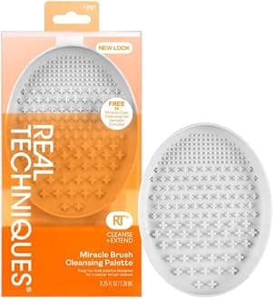 Miracle Brush Cleansing Palette with Silicone Ridges & Collapsible Grip, Deep Clean Makeup Brushes Fast, Includes 2 Cleansing Gel Samples, Vegan, Cruelty-Free, Easy to Use
