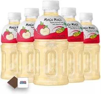 Mogu Mogu Flavored Drinks 6x320ml, APPLE JUICE - Nata De Coco Juice - Refreshing Taste - Fun Drinking During Hot Summers Or Take Them On Trips & Picnics Boxed Treatz