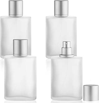 Hunky Dory 4pcs 30ml Frosted Empty Refillable Glass Bottle with Screw (Easy) Spray Pump and Cap for For DIY Perfume, Essential Oils, Blends, Rose Water, Costemic Use