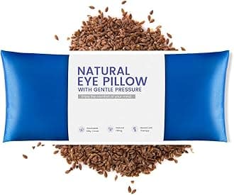 Eye Pillows for Relaxation, Yoga, Microwavable Weighted Eye Mask with Washable Cover Heated for Meditation, Sleeping, Moist Heat & Cold Eye Compress No Scent (Blue)