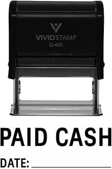 Paid Cash with Date Line Self Inking Rubber Stamp (Black Ink) - X-Large 2 Pack
