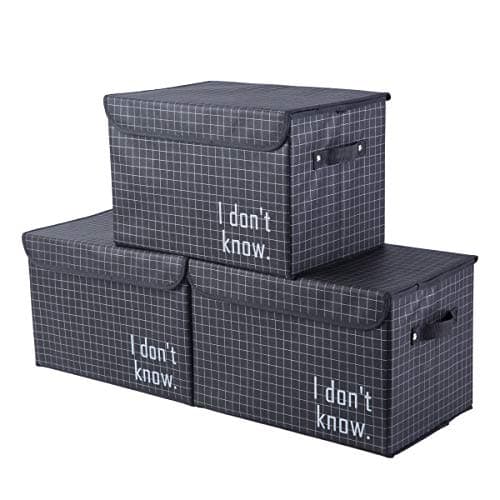 iFlower Fabric Storage Bin Foldable Storage Cube Box Stackable Decorative Container Set with Lid Handles for Nursery Closet Kids Room Toys