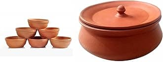 Clay Curd Pot Dahi Handi/Dal Handi/Mitti Handi with Clay Vegetables Bawl (Curd 800ml with 6 Bawl)