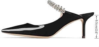 MIRAAZZURRA Women Heeled Mules Rhinestone Strappy Pointed Toe Mules Stiletto High Heels Slip On Bridal Sandals for Women