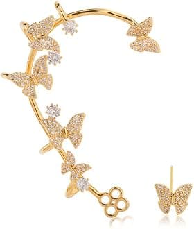 Gold Cuff Earrings for Women Cartilage Ear Cuff CZ Adjustable Ear Clip Wrap Around Earring No Piercing