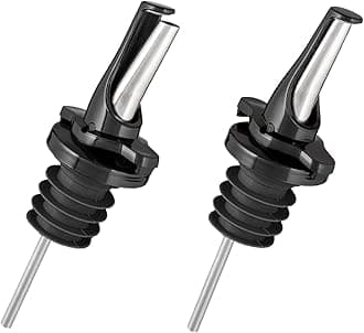 Poura 3-in-1 Liquor Pour Spout with BPA-Free Natural Rubber and Built-In Fruit Fly Protection – Hygienic Dishwasher Safe Alcohol Speed Spouts – Also for Olive Oil, Juice, Syrup – Black 2 Pack