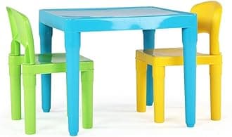 Humble Crew Kids Table and 2 Chair Set, Aqua Table with Chairs - Sturdy Toddl...