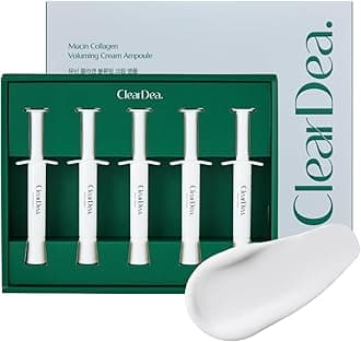 ClearDeaMucin Collagen Cream Ampoule for face – Collagen-Powered Hydrating & Firming Skincare, Non-Greasy, Revitalizing Serum Glass Skin Korean Beauty for All Skin Types, 4ml x 5
