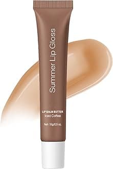 Summer Lip Butter Balm, Moisture and Hydration Lip Gloss, Long-lasting Hydrating Non-Sticky Lip Balm, Soften Dry Lips Lip Care (#Iced Coffee, 1Pcs)