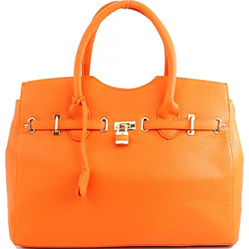 Designer Inspired"Hermes Birkin Looking" Pad Lock Solid Color Structured Tote Handbag