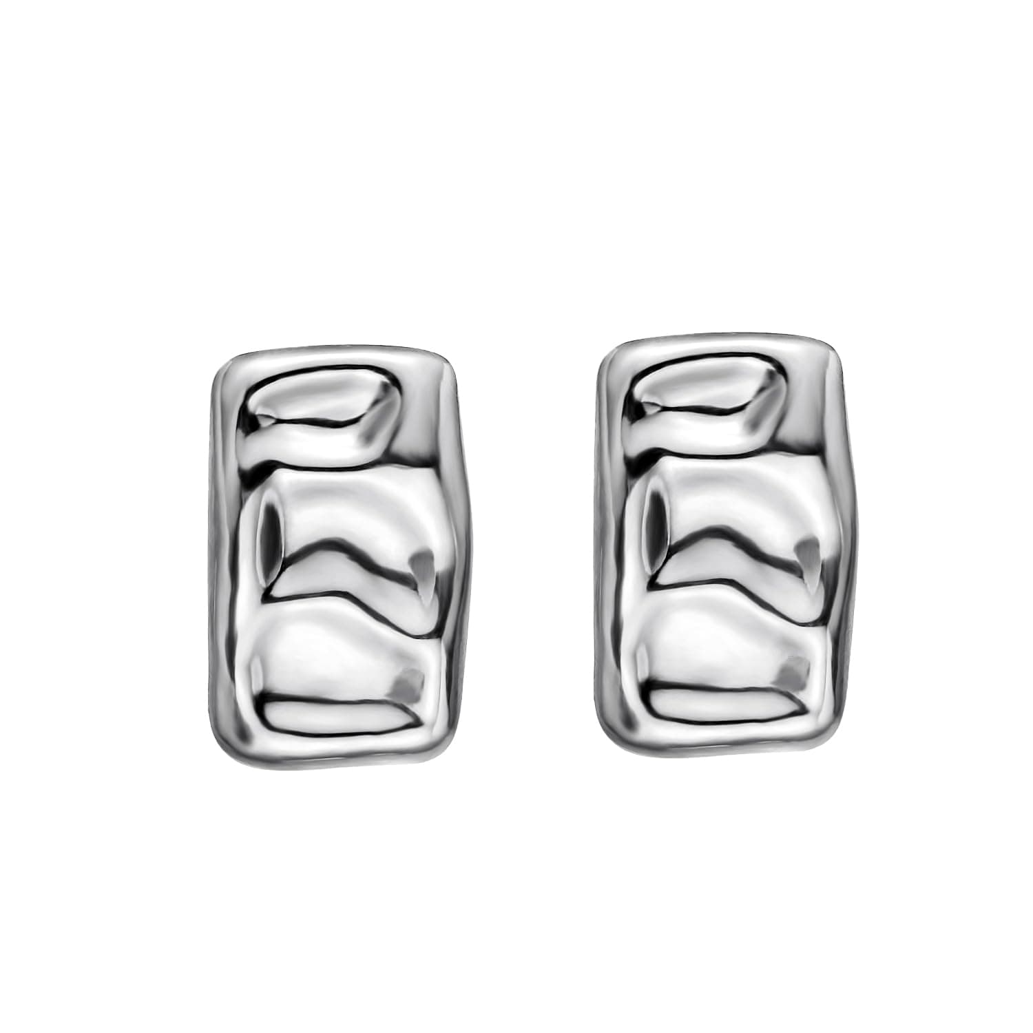 Geometric Rectangle Gold Plated Stud Earrings Irregular Hammered Chunky Statement Square Earrings for Women Trendy