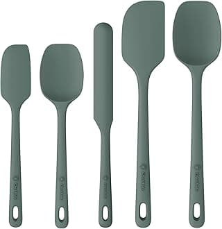 5 Pieces Silicone Spatula Set, Food Grade Rubber Spatula, Upgrade Strong Handle with Ergonomic Grip, Heat Resistant Up to 600°F for Nonstick Cookware, Cooking Dried Thyme